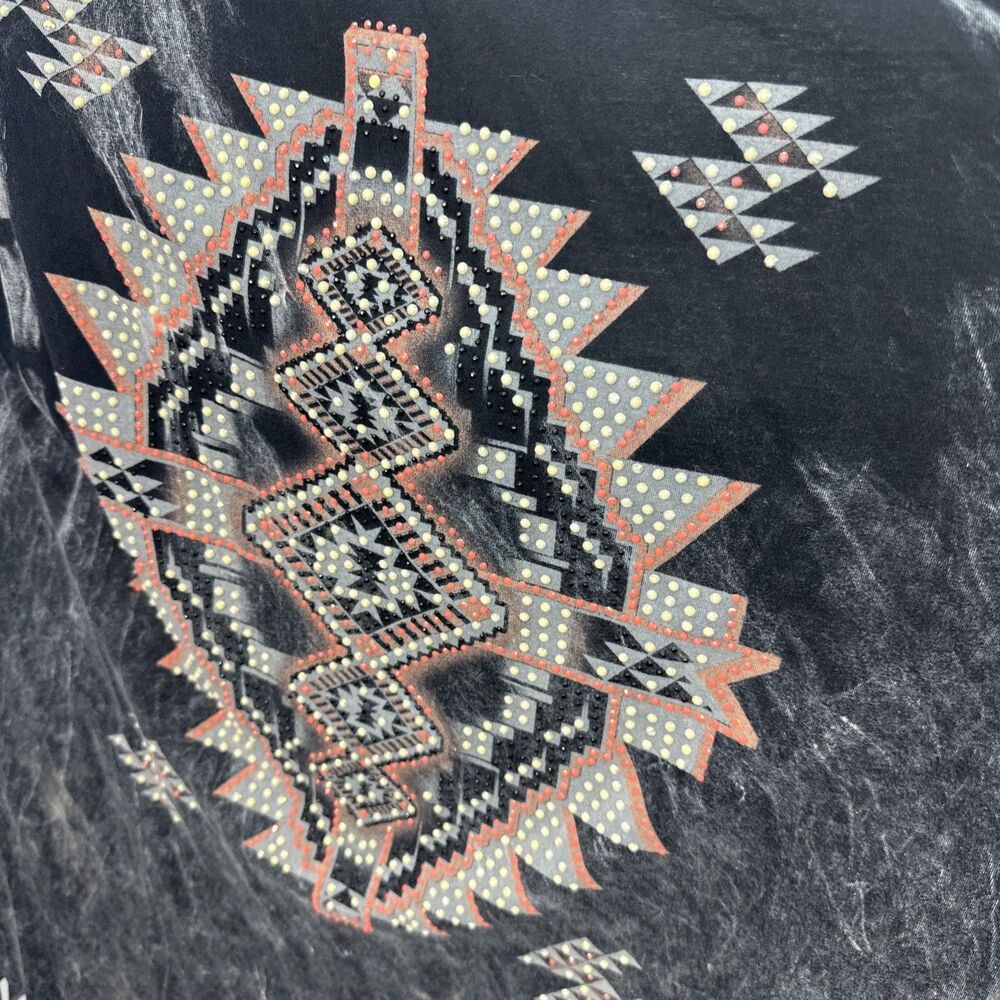 Vocal Black Mineral Wash Aztec Fringe Drape Vest Boho Western/southwest Sz XL - Picture 5 of 10